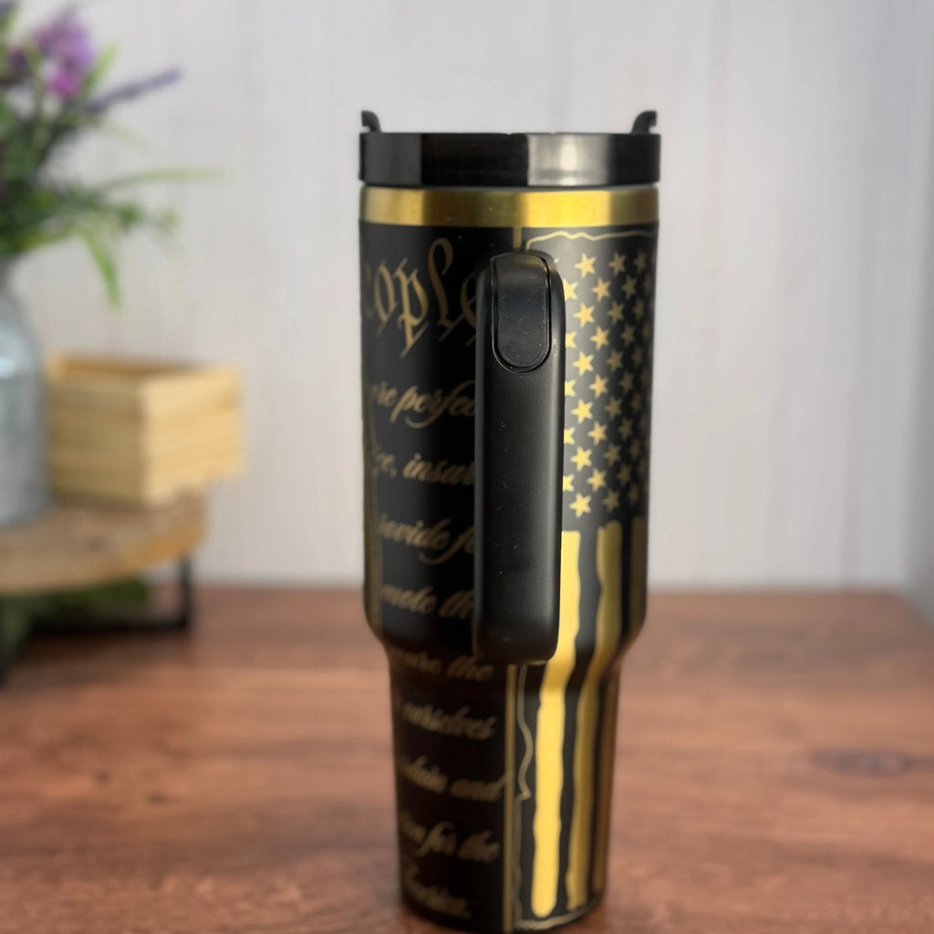 Police Officer Tumbler Black to Gold 40oz 