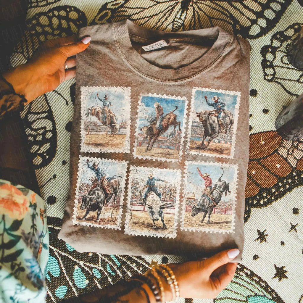 Rodeo Stamp – Western Bull Riding – Tee / Long Sleeve / Hoodie / Crewneck