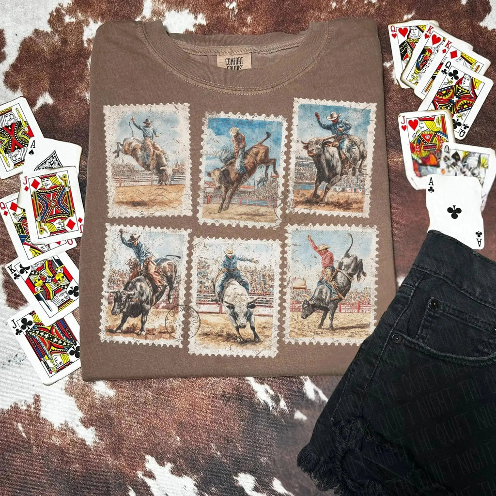 Rodeo Stamp – Western Bull Riding – Tee / Long Sleeve / Hoodie / Crewneck