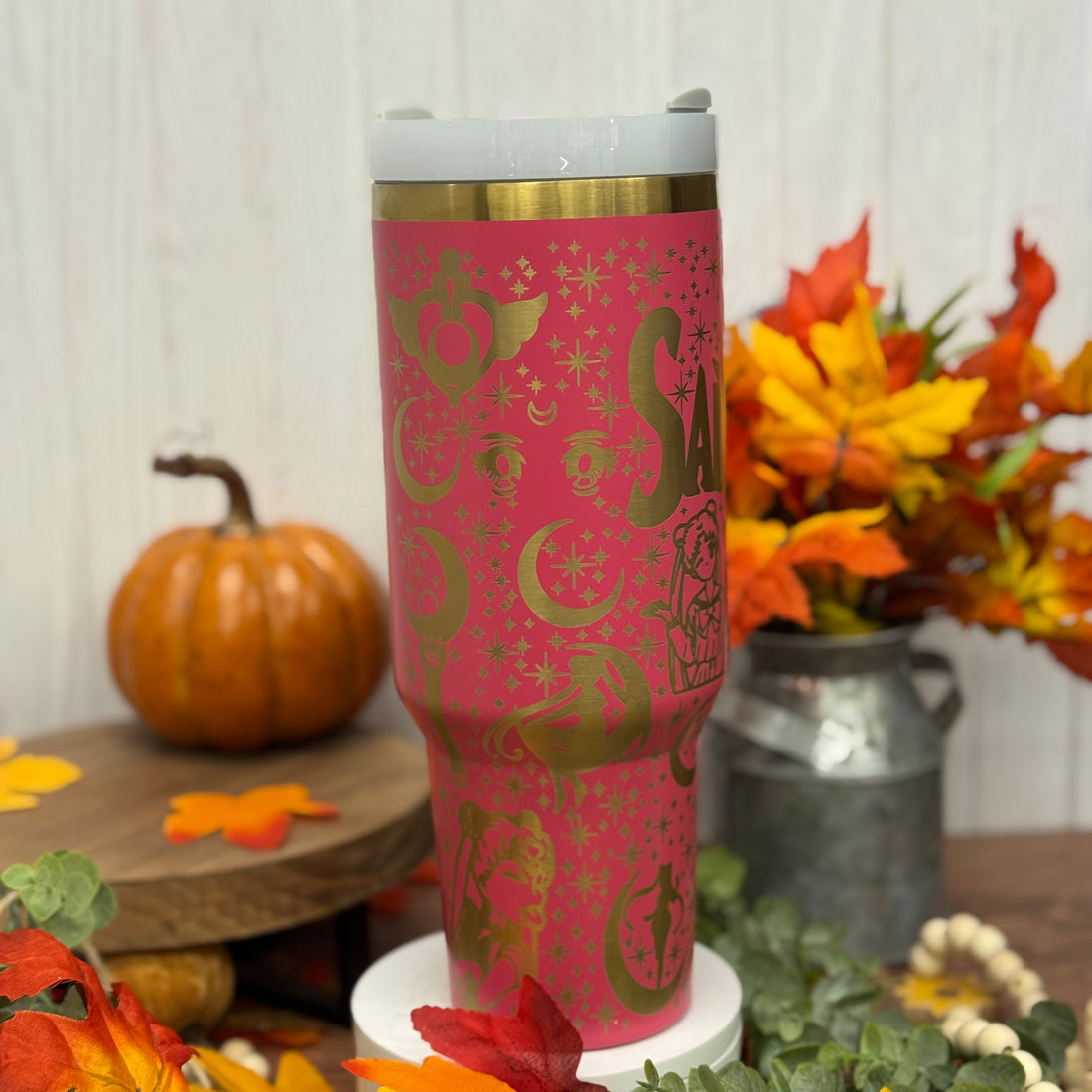 Sailor Moon Engraved Pink to Gold 40oz Tumbler 