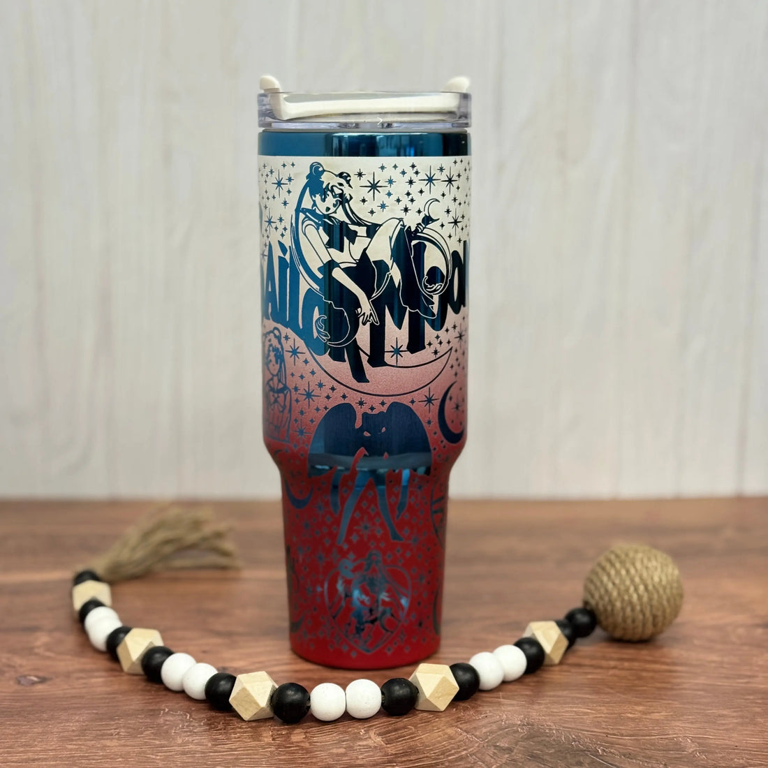 Sailor Moon Engraved Red/White/Blue 40oz Tumbler 