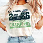 Seattle Seahawks Superbowl Champions - Go Hawks | Tee / Long Sleeve / Hoodie / Crewneck 