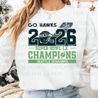 Seattle Seahawks Superbowl Champions - Go Hawks | Tee / Long Sleeve / Hoodie / Crewneck 