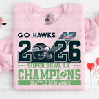 Seattle Seahawks Superbowl Champions - Go Hawks | Tee / Long Sleeve / Hoodie / Crewneck 