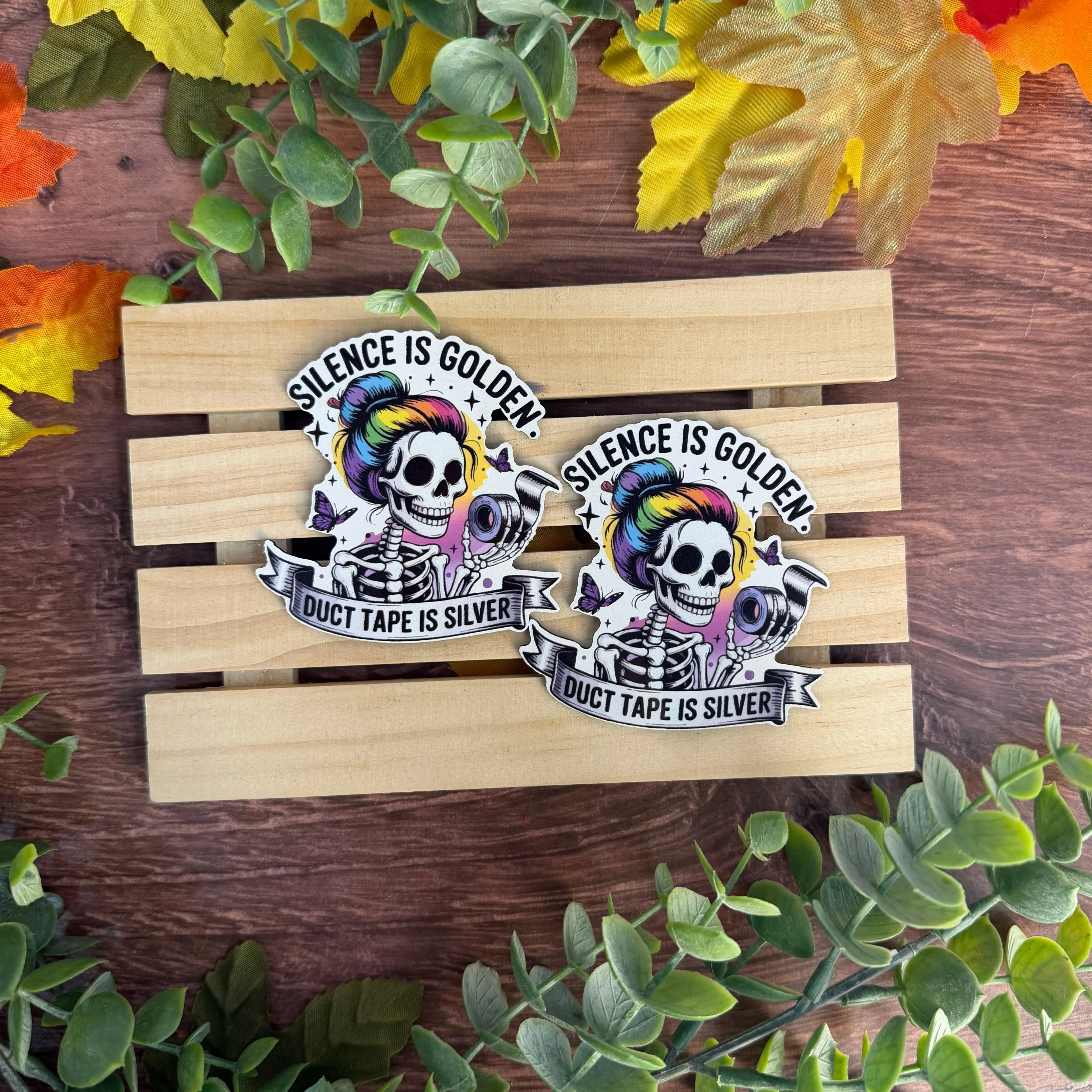 Silence is Golden, Duct Tape is Silver | UV Printed Leather Hat Patch 