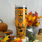 Skeleton Rider  Tumbler Orange to Black 40oz 