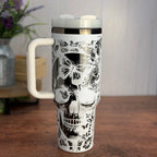 Skull and Butterfly Tumbler White to Black 40 oz tumbler 