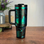 Slytherin Engraved Tumbler (v2) Black to Green/Blue 40oz 