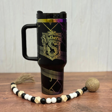 Slytherin V1  Engraved 40oz Tumbler Black to Rainbow 