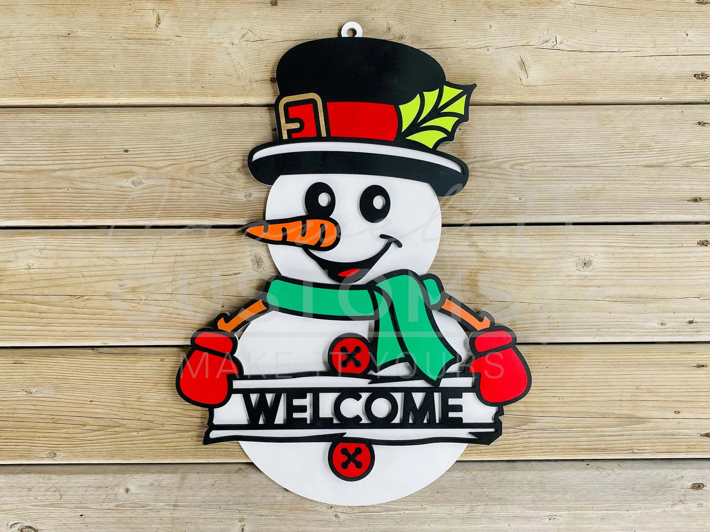 Snowman Personalized Holiday Door Sign 