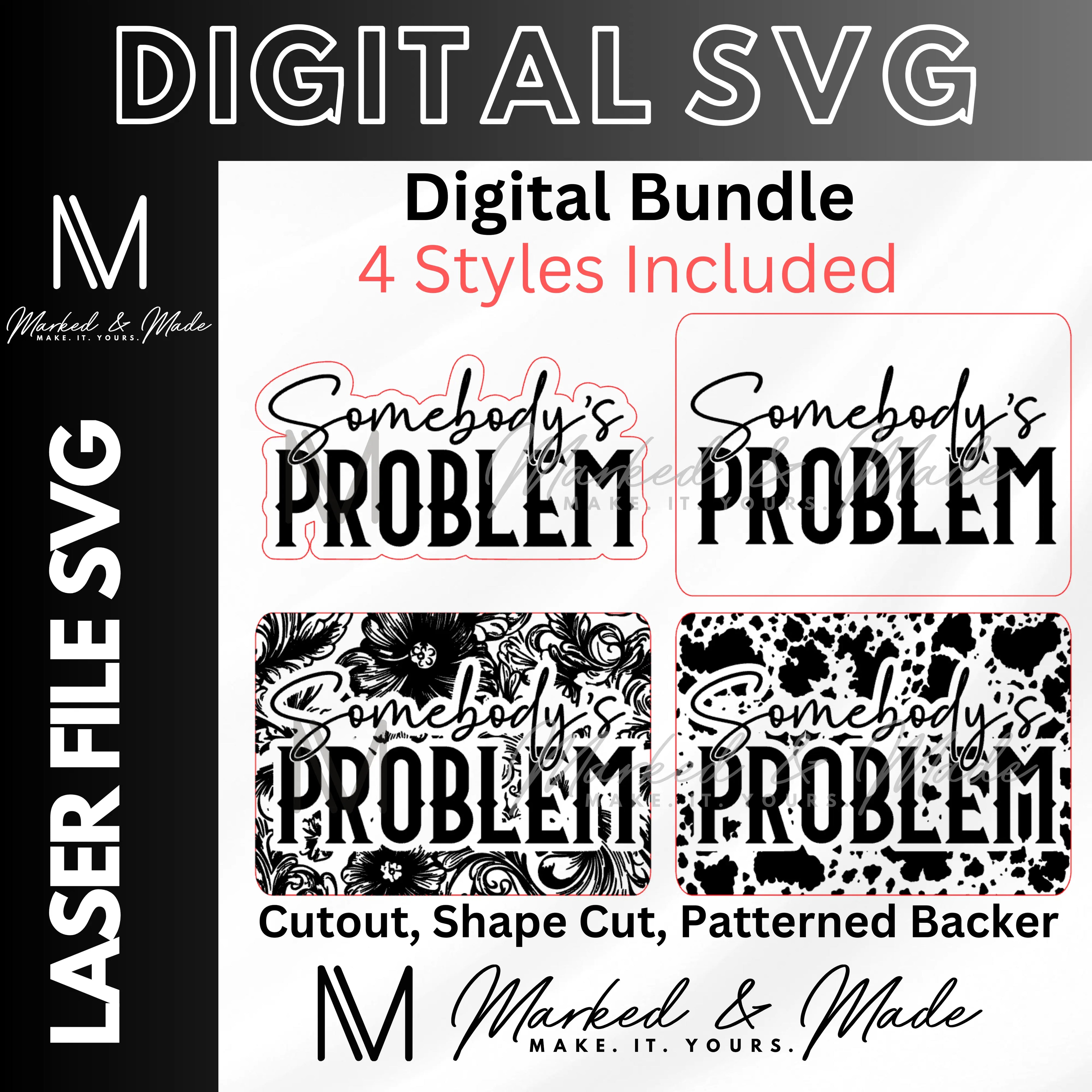 Somebody's Problem Hat Patch SVG Bundle | Western Boho | Hat Patch SVG | Leather Patch SVG| Digital File | Digital Download | Laser File 