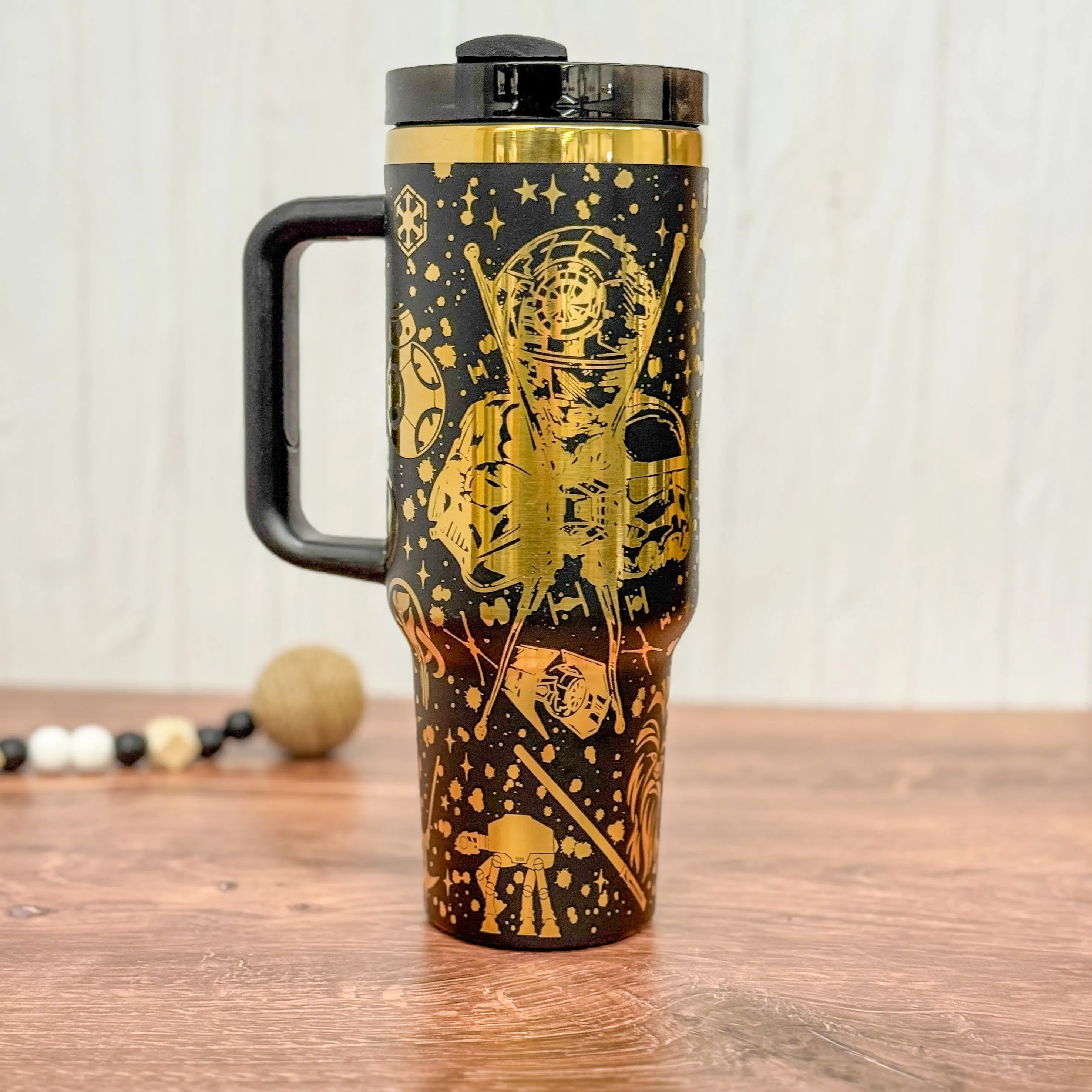 Star Wars v2 Engraved 40oz Black to Gold 