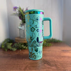 Stitch (Stay Weird/Ohana) Tumbler Teal to Rainbow flipstraw 40oz 