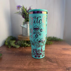 Stitch (Stay Weird/Ohana) Tumbler Teal to Rainbow flipstraw 40oz 