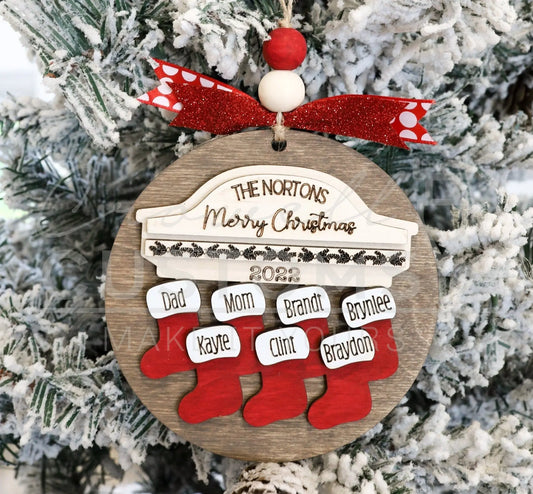 Stocking Personalized Family Name Ornament 