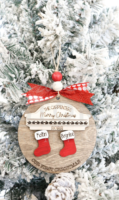 Stocking Personalized Family Name Ornament 