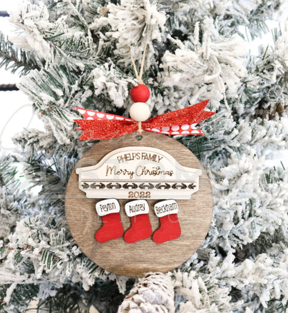 Stocking Personalized Family Name Ornament 