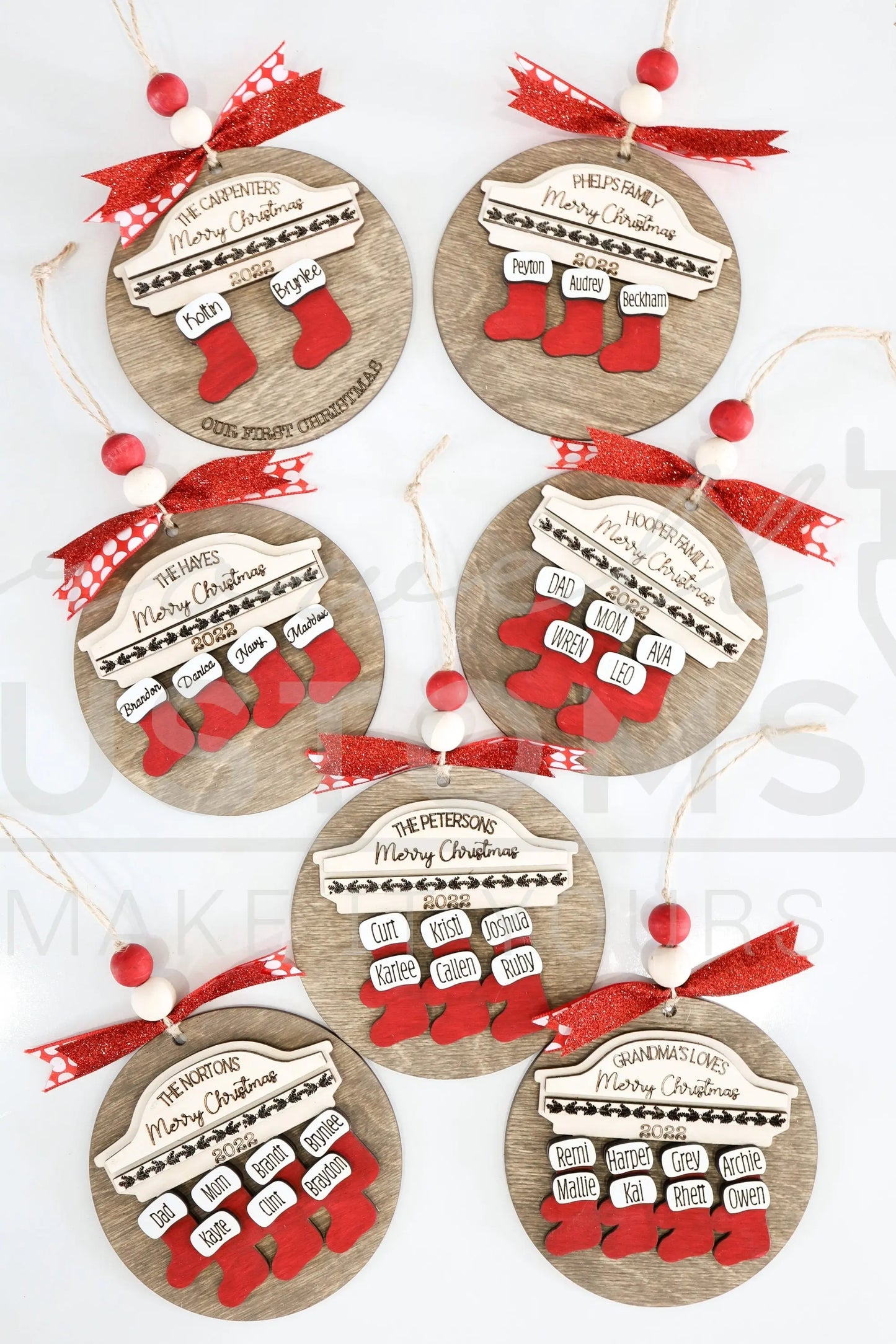 Stocking Personalized Family Name Ornament 