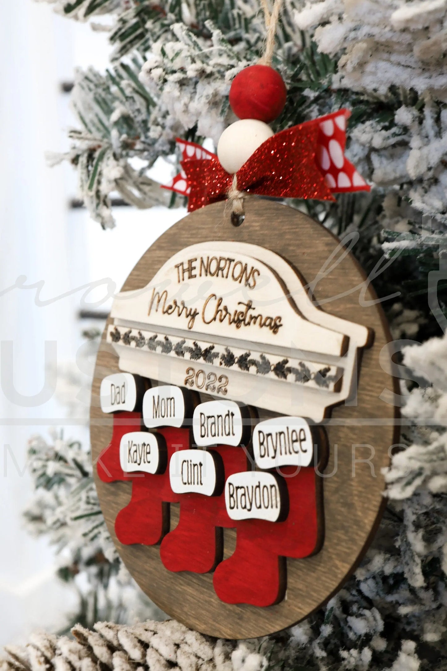 Stocking Personalized Family Name Ornament 