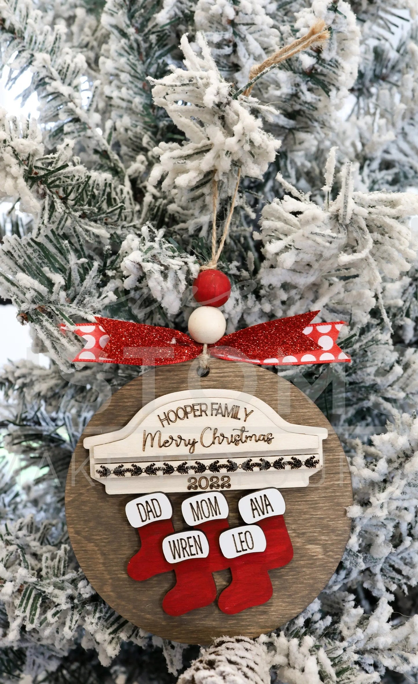 Stocking Personalized Family Name Ornament 