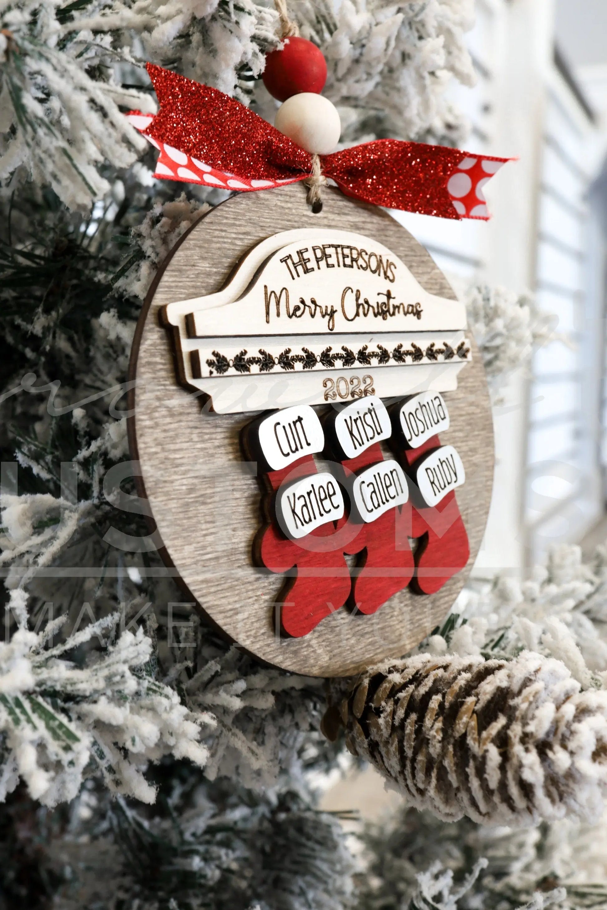 Stocking Personalized Family Name Ornament 