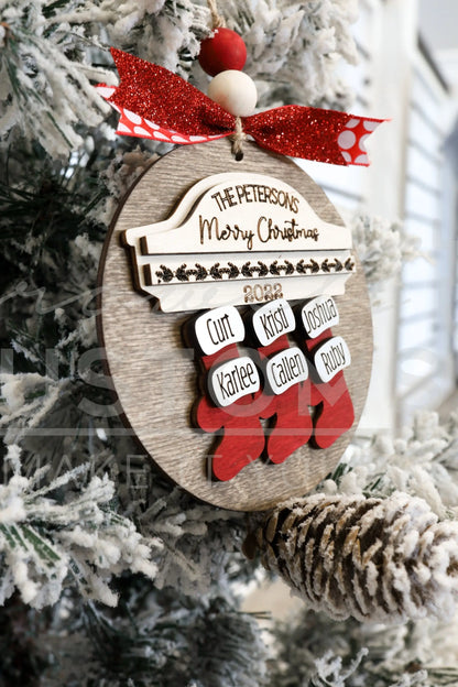 Stocking Personalized Family Name Ornament 