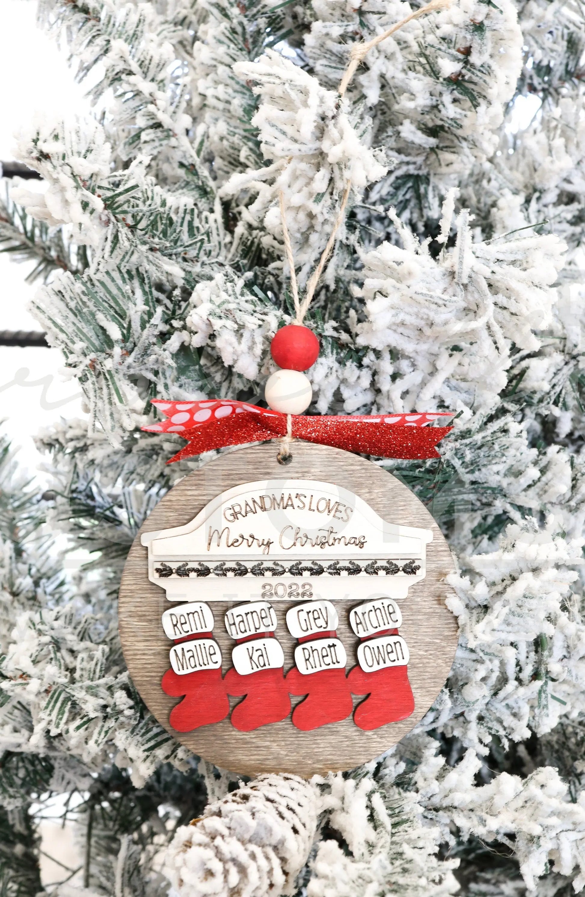 Stocking Personalized Family Name Ornament 