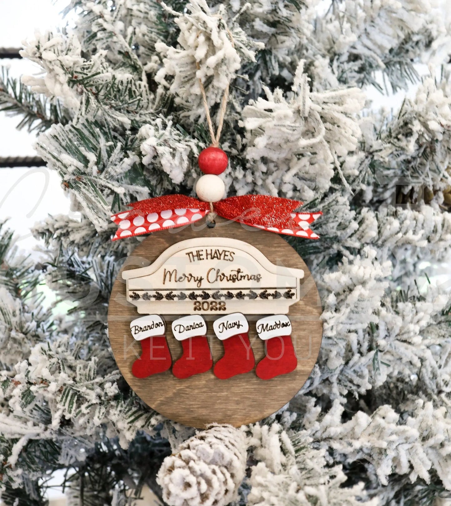 Stocking Personalized Family Name Ornament 