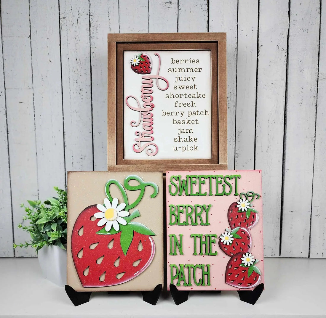 Strawberry Sign and Frame | Choice of 3 signs + Included Frame 
