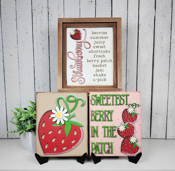 Strawberry Sign and Frame | Choice of 3 signs + Included Frame 