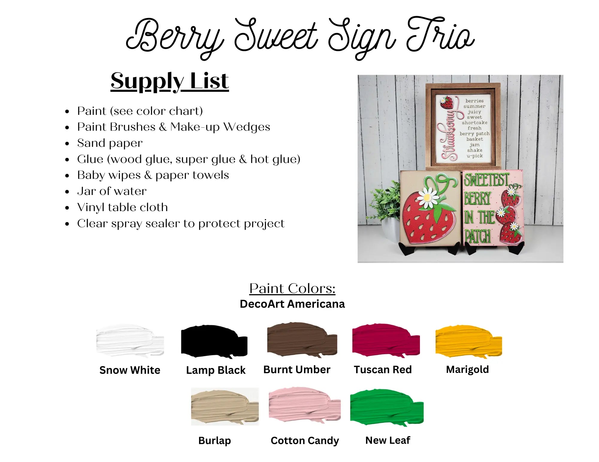 Strawberry Sign and Frame | Choice of 3 signs + Included Frame | DIY Cutout Kit 
