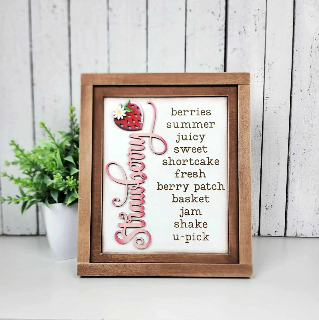 Strawberry Sign and Frame | Choice of 3 signs + Included Frame 
