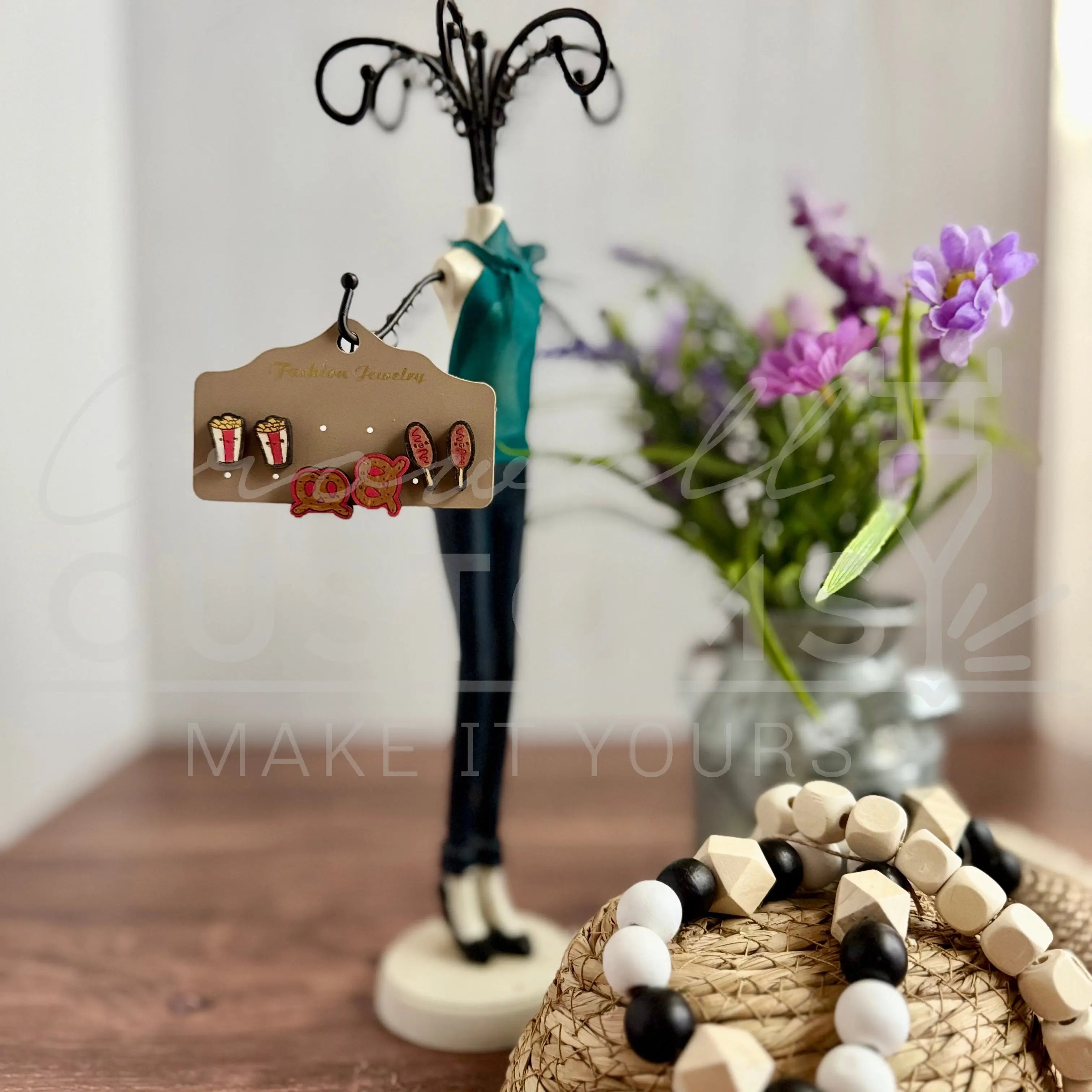 Stud Earrings -Cute Snack Pack - Popcorn, Pretzels, Corndogs - Pack of 3 Pairs - Ready to Ship 