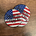 Sucking T's and Licking C's – American Flag Version | UV Printed Leather Hat Patch 
