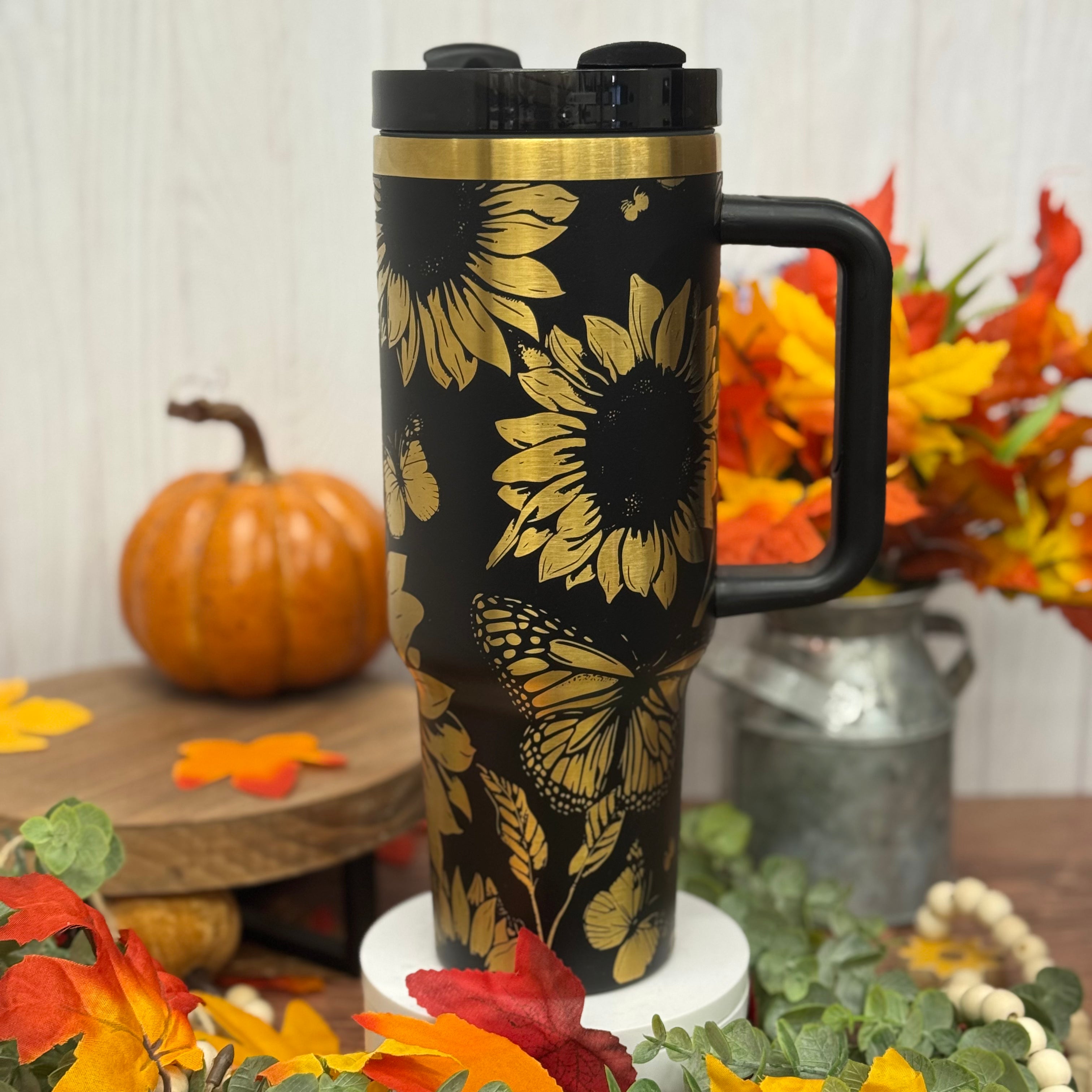 Sunflower Tumbler Black to Gold 40oz 