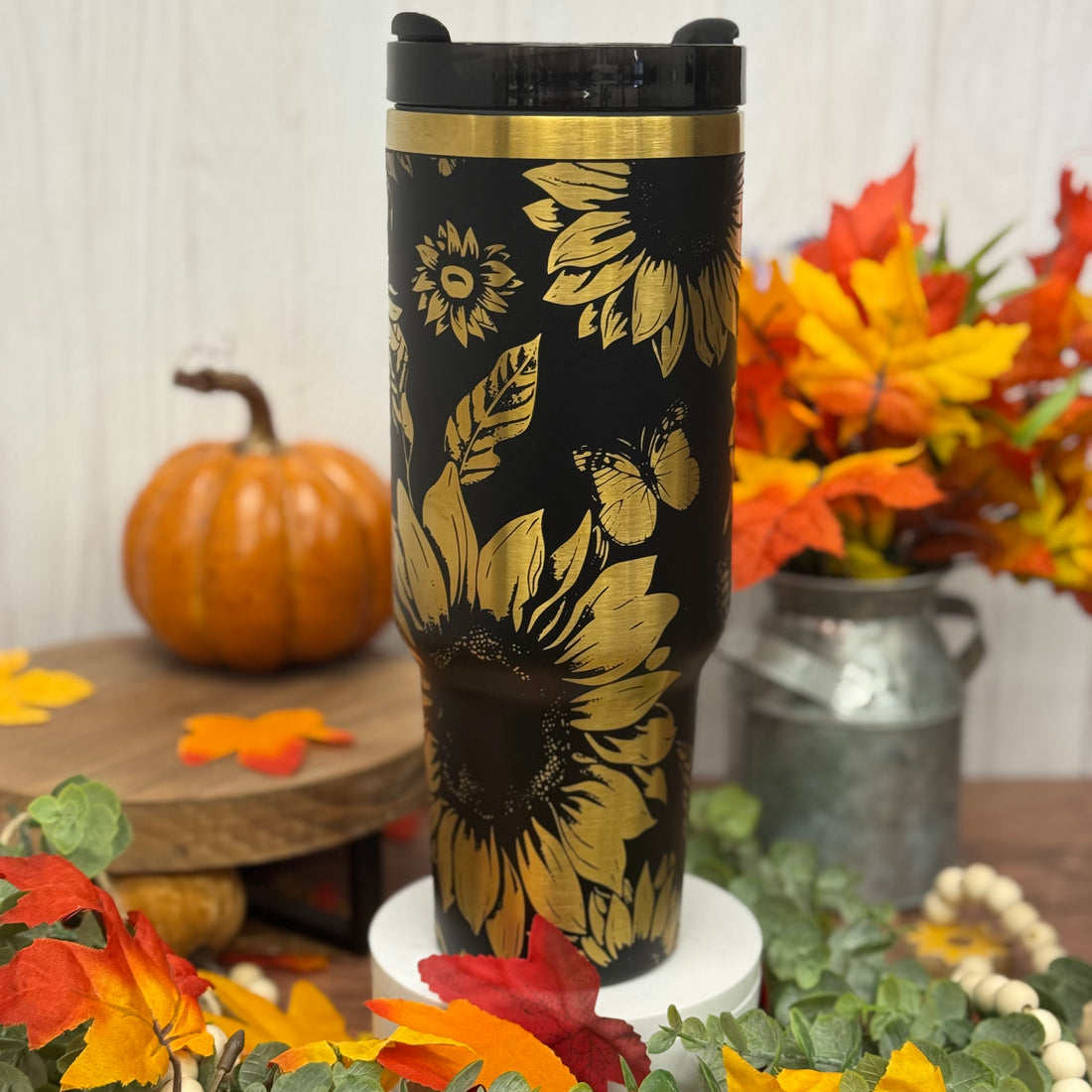 Sunflower Tumbler Black to Gold 40oz 