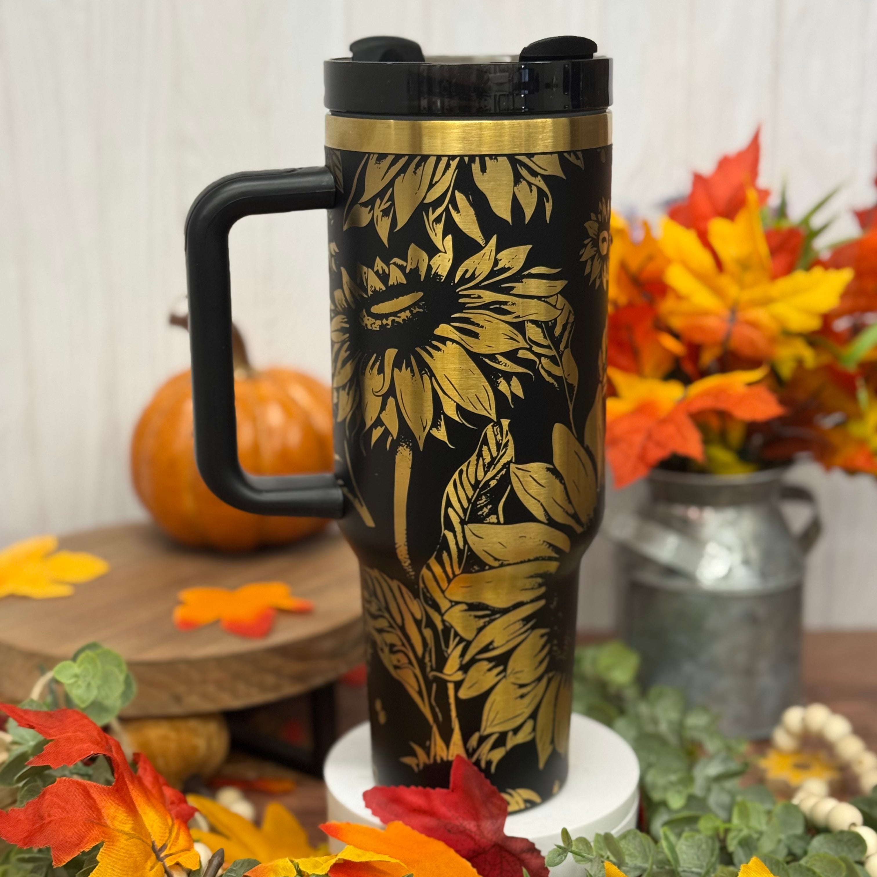 Sunflower Tumbler Black to Gold 40oz 