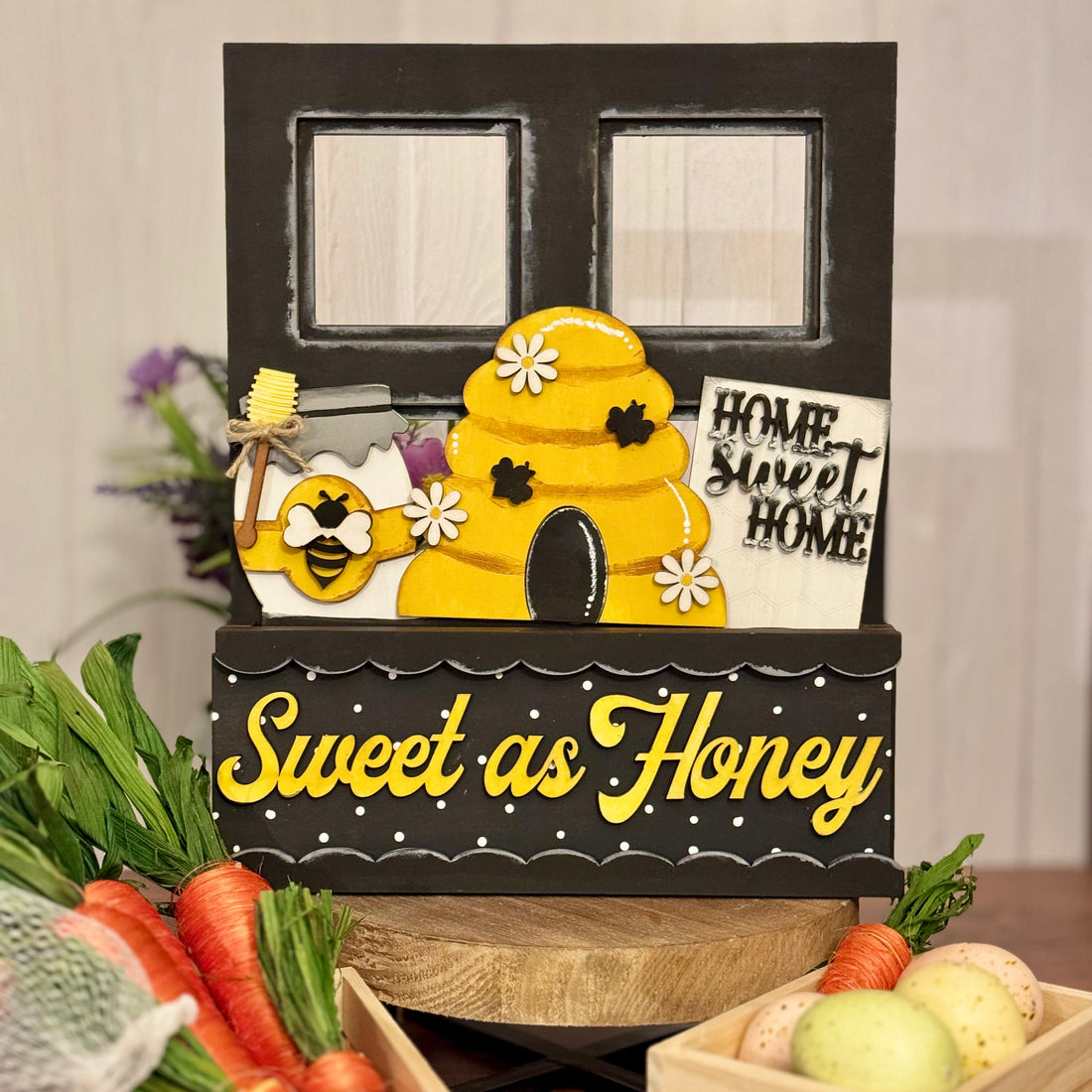 Sweet As Honey | Honey Bee | Add-On for Interchangeable Window Box Shelf Sitter Base | Interchangeable Decor Add-On 