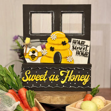 Sweet As Honey | Honey Bee | Add-On for Interchangeable Window Box Shelf Sitter Base | Interchangeable Decor Add-On 