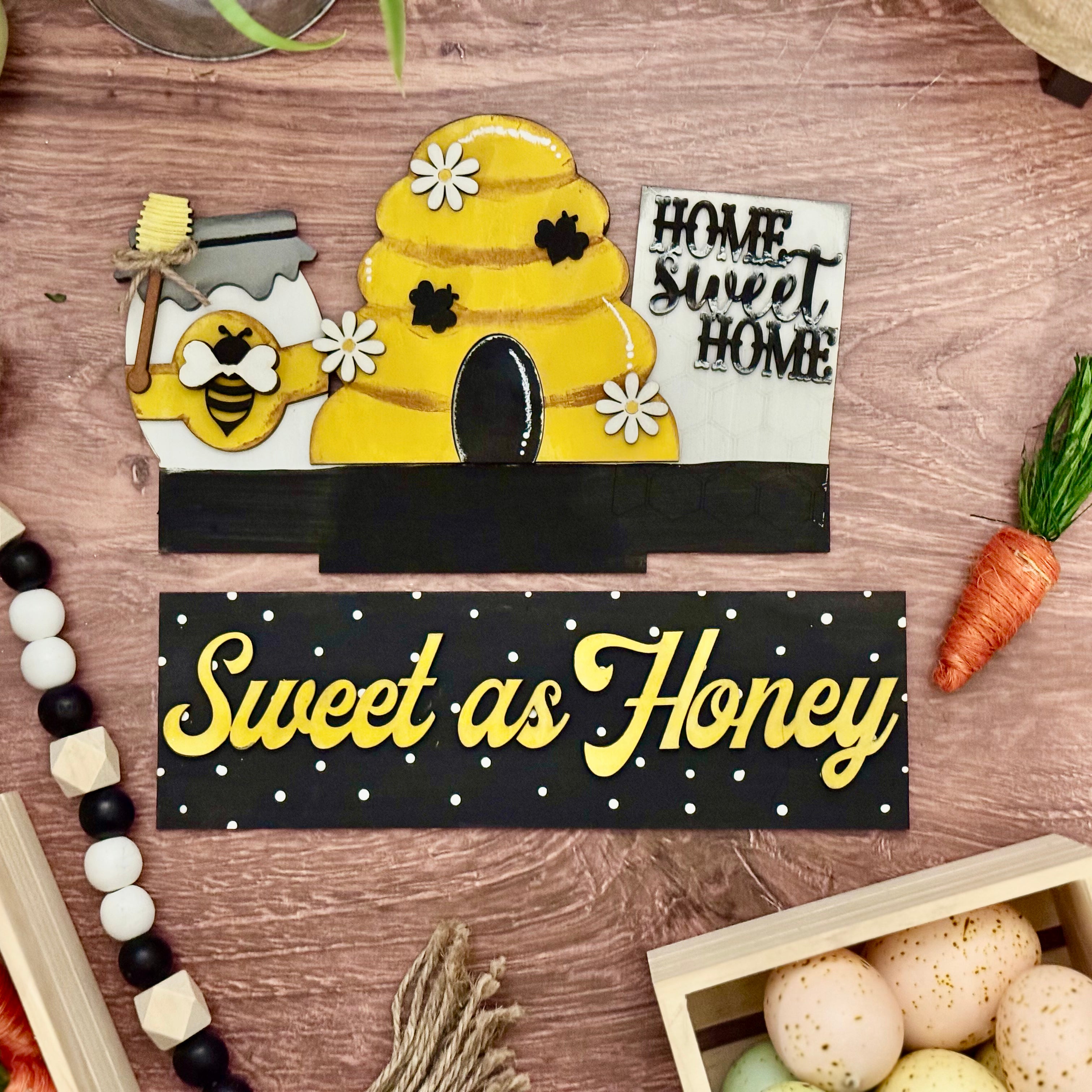 Sweet As Honey | Honey Bee | Add-On for Interchangeable Window Box Shelf Sitter Base | Interchangeable Decor Add-On 