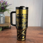 True Crime JunkieTumbler Black to Gold 40 oz tumbler 