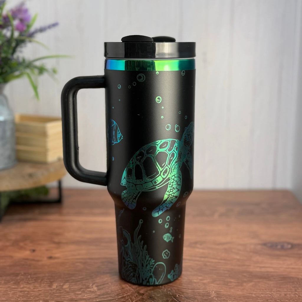 Turtle Tumbler Black to Green/Blue 40oz 