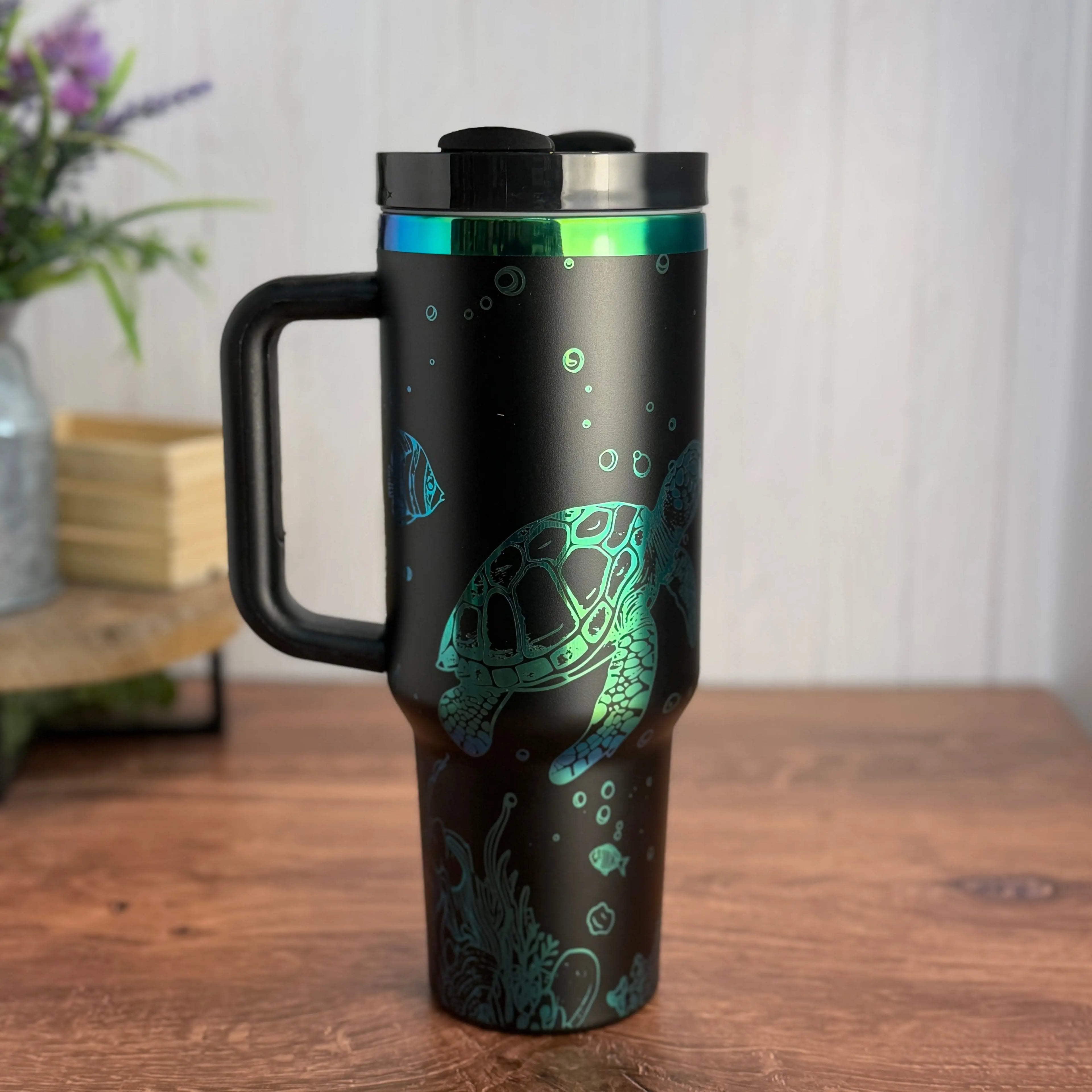 Turtle Tumbler Black to Green/Blue 40oz 