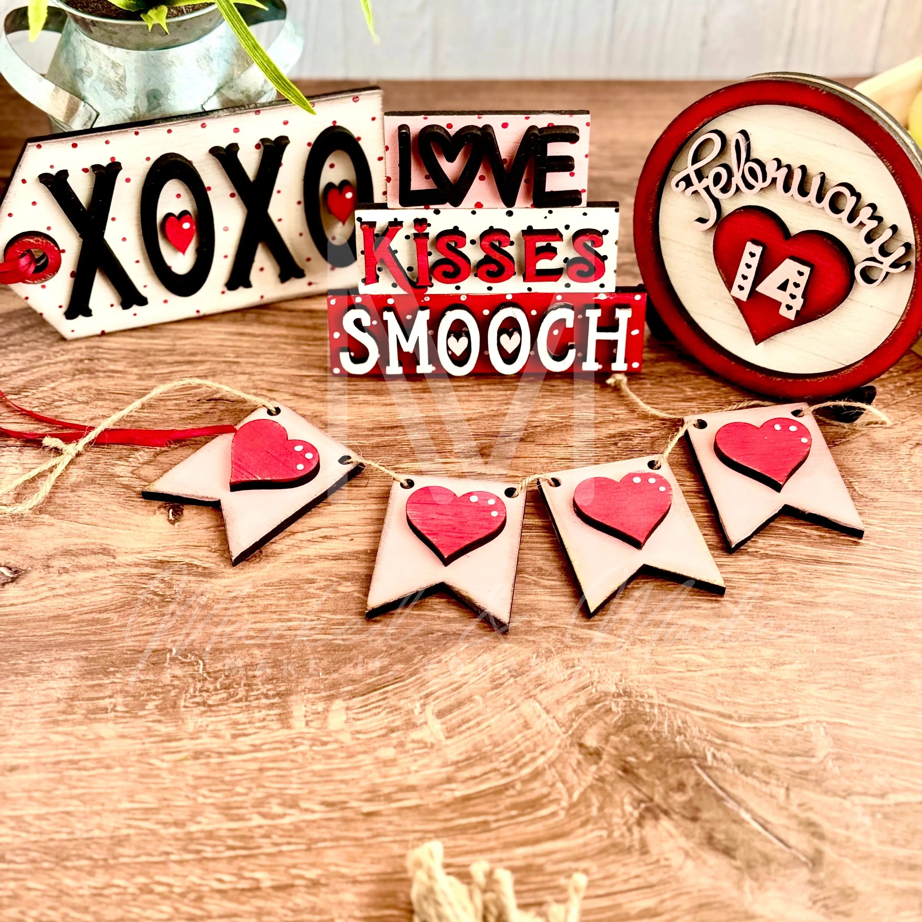 Valentine Tiered Tray Decorations| XOXO | Wood Cut Outs | Valentine Decor|  Love | Feb 14 | Hearts 