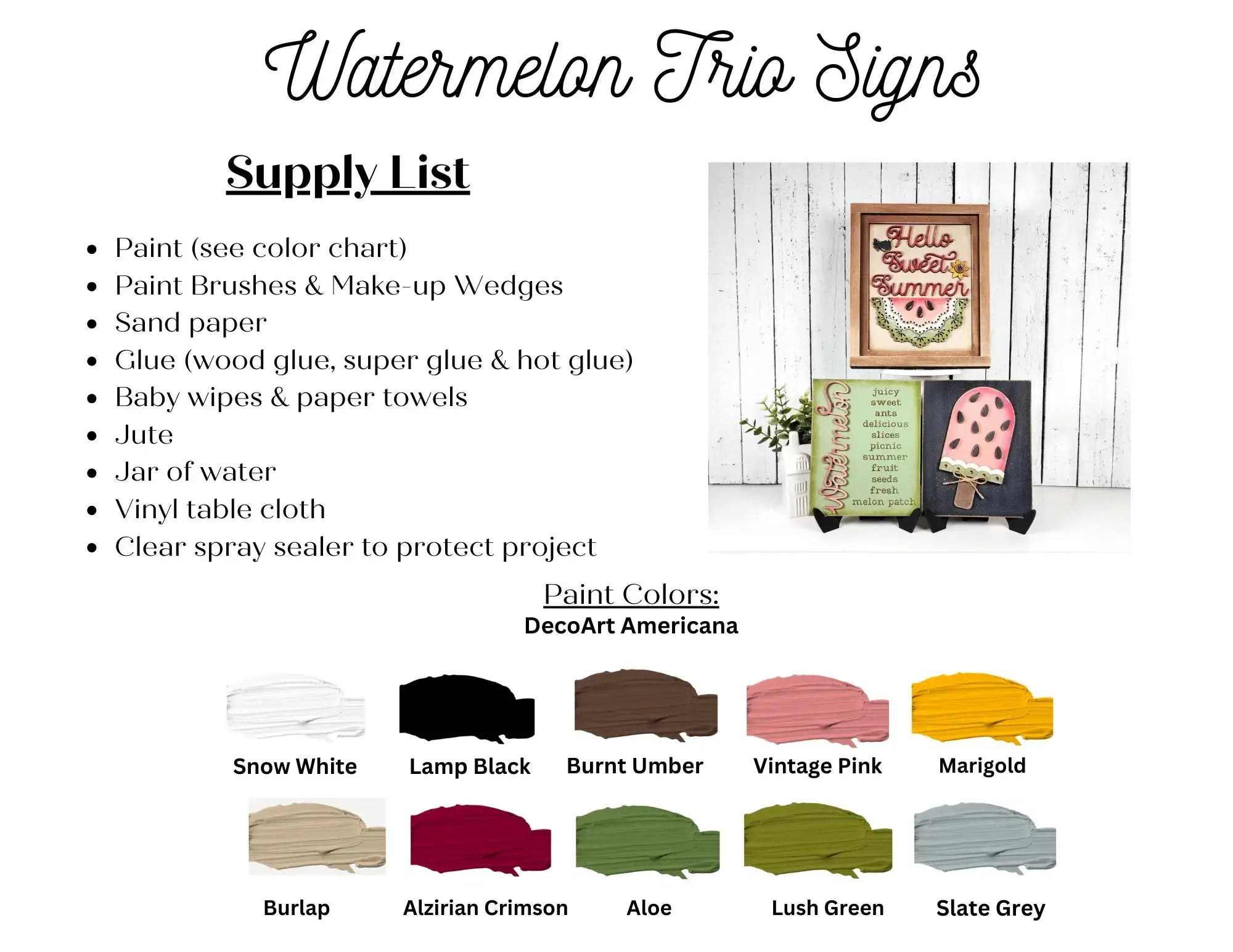 Vintage Watermelon Sign and Frame | Choice of 3 signs + Optional Frame 