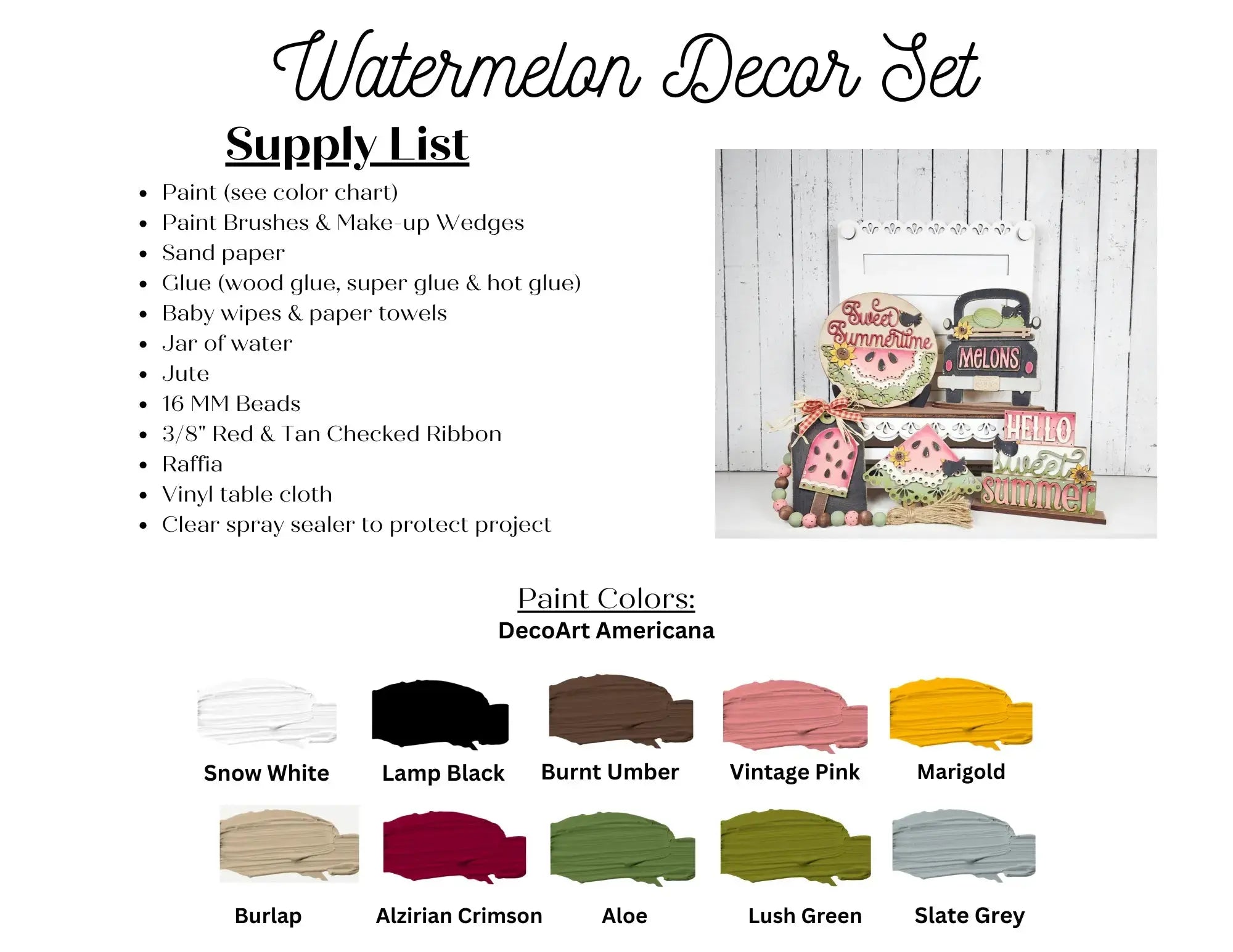 Vintage Watermelon - Summer Tiered Tray Set | Decor Set | Vintage Watermelon 