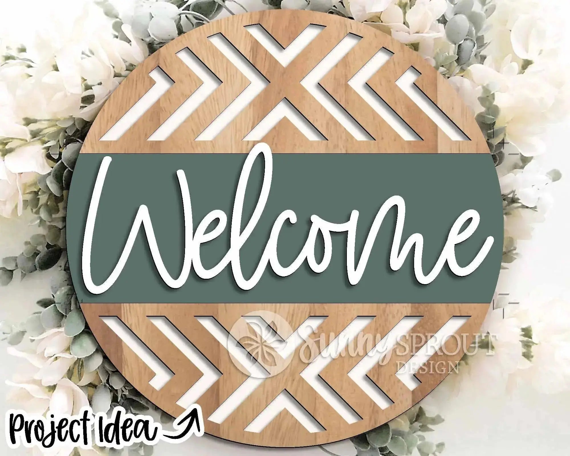 Handmade Geometric All-Season Welcome Sign | 10.5 or 18" | Door Hanger | Multiple Designs 