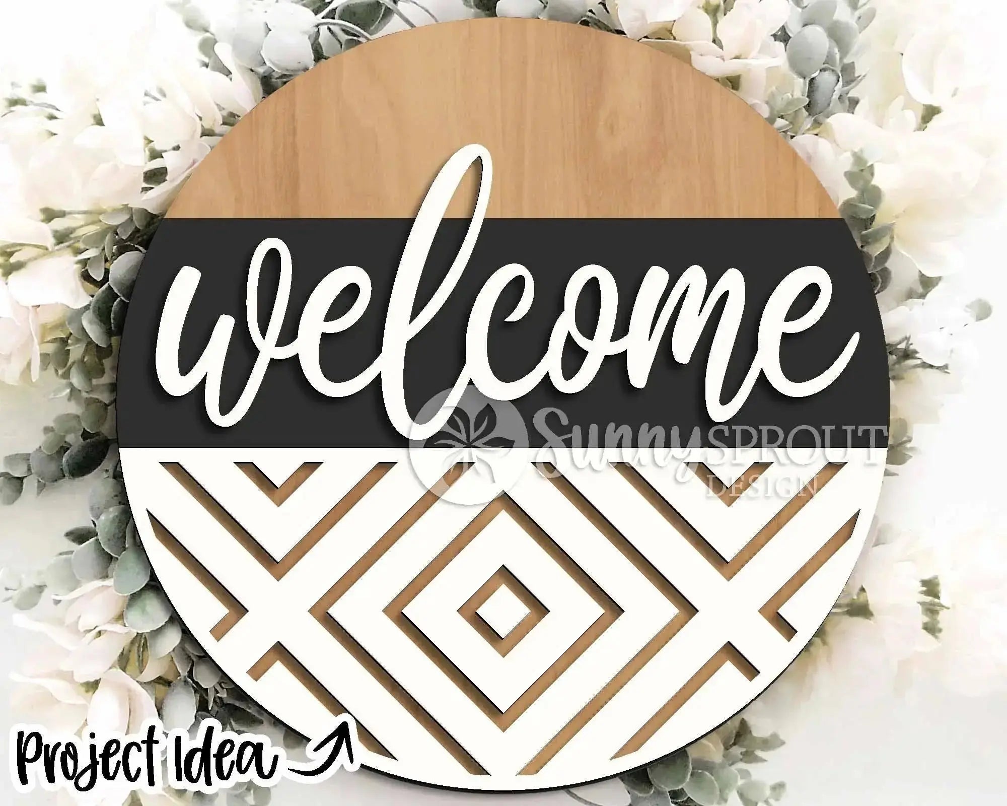 Handmade Geometric All-Season Welcome Sign | 10.5 or 18" | Door Hanger | Multiple Designs 