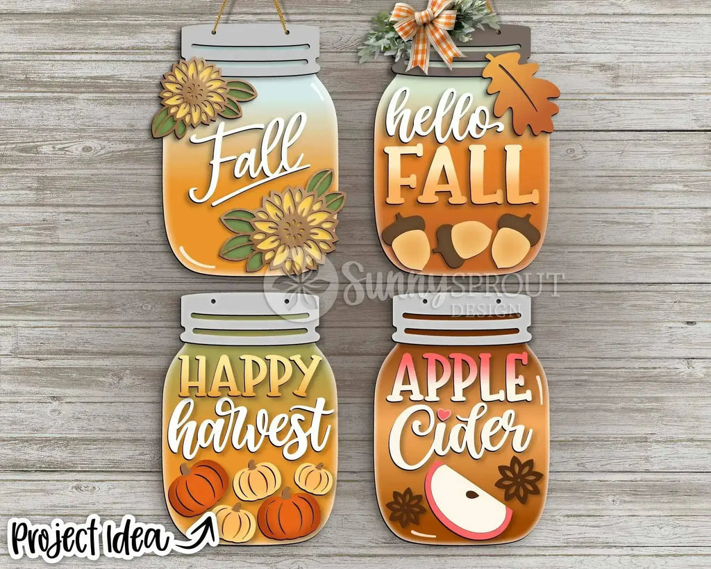 DIY KIT | Handmade Fall Mason Jar  Welcome Sign | 11"  or 15" | Door Hanger | Multiple Designs  | CUTOUT Kit 