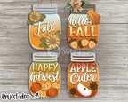 DIY KIT | Handmade Fall Mason Jar  Welcome Sign | 11"  or 15" | Door Hanger | Multiple Designs  | CUTOUT Kit 